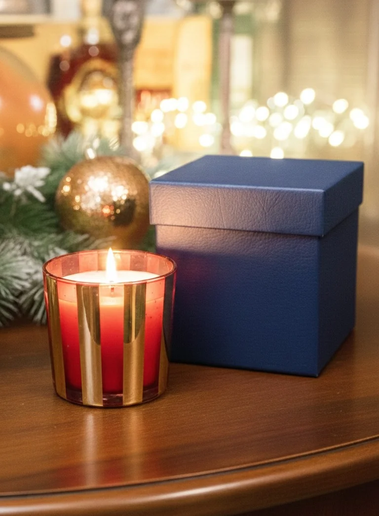 Tohfa Luxe Tohfa Luxe Crimson Glow Soy Candle in Gift Box – Pure Soy Wax Red Christmas Candle (360ml) | Hand-Poured Scented Holiday Décor & Ready-to-Gift Luxury Present