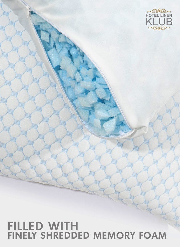Hotel Linen Klub وسادة تبريد من رغوة الذاكرة بقطعة واحدة مع ارتفاع قابل للتعديل – قماش جاكار تبريدي – غطاء قابل للإزالة والغسل – نوم فاخر كالفنادق – دعم للنائمين على الجانب والظهر والمعدة، 50 × 70 سم - Image 5