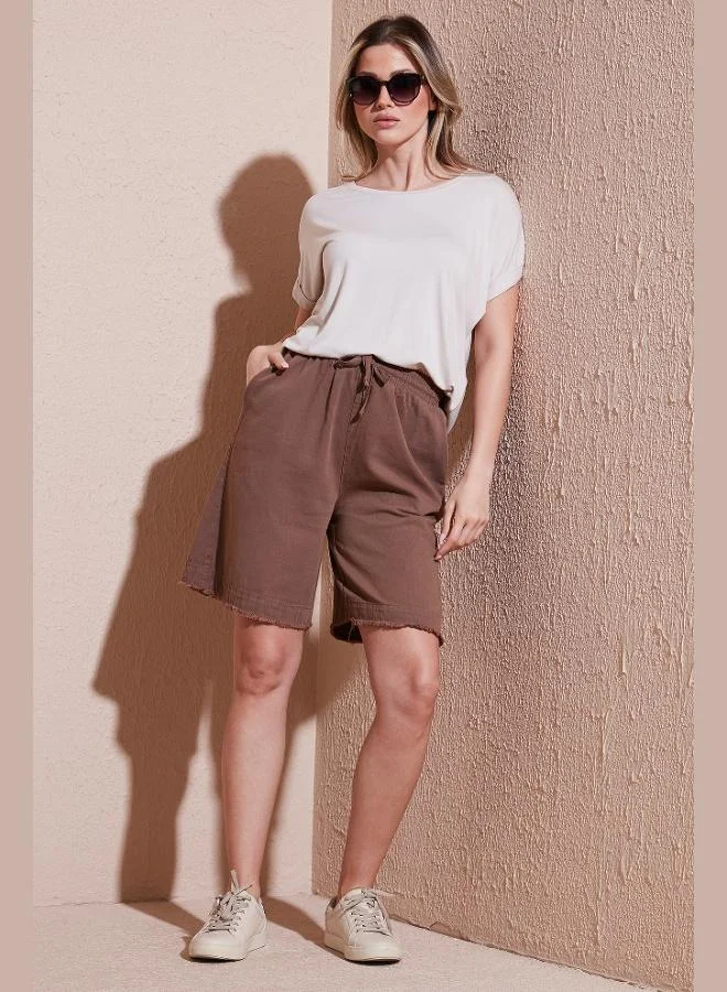 Lela Lela Cotton Standard Fit Regular Waist Tie Pocket Shorts Women's Shorts 668YP5326