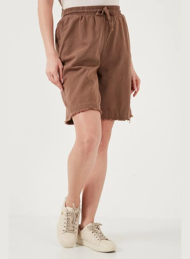 Lela Lela Cotton Standard Fit Regular Waist Tie Pocket Shorts Women's Shorts 668YP5326