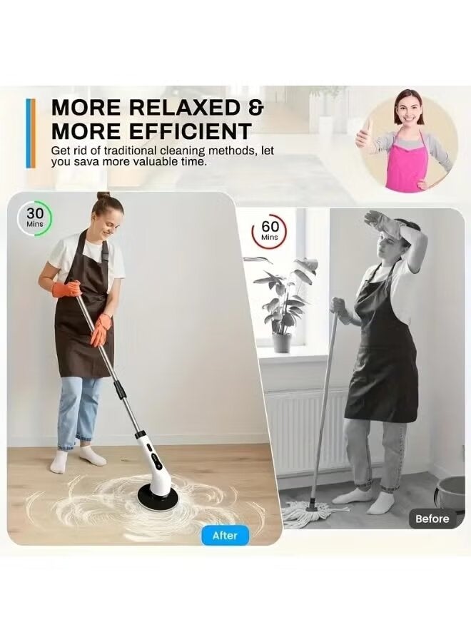 ELTRAZONE Cordless Electric Spin Scrubber 9-in-1 Cleaning Brush with Adjustable Handle, Dual Speed 360° Rotation, Rechargeable Battery, Replaceable Brush Heads for Bathroom, Kitchen, Tile, Grout, Shower, and Floor - Image 4