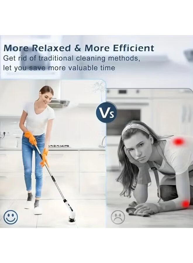 ELTRAZONE Cordless Electric Spin Scrubber 9-in-1 Cleaning Brush with Adjustable Handle, Dual Speed 360° Rotation, Rechargeable Battery, Replaceable Brush Heads for Bathroom, Kitchen, Tile, Grout, Shower, and Floor - Image 3