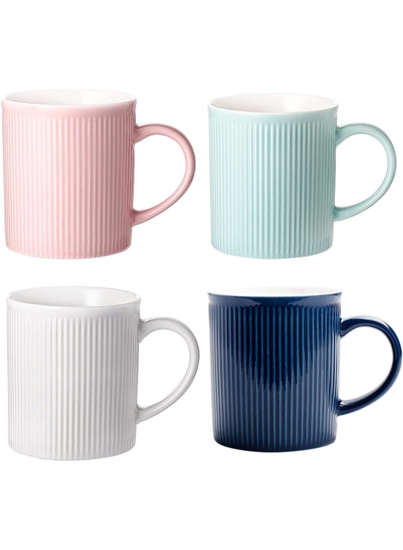 Newest 350ml Porcelain Coffee Mug, Set of 4, Mug, Large Ceramic Mug Set with Handles for Man, Wife, Dad, Mom, Boyfriend, Modern Coffee Mugs for Tea, Latte, Cappuccino, Cocoa, Dishwasher and Microwave Safe - Image 1
