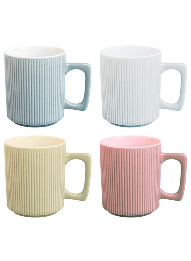 Newest 350ml Porcelain Coffee Mug, Set of 4, Mug, Large Ceramic Mug Set with Handles for Man, Wife, Dad, Mom, Boyfriend, Modern Coffee Mugs for Tea, Latte, Cappuccino, Cocoa, Dishwasher and Microwave Safe - Image 3