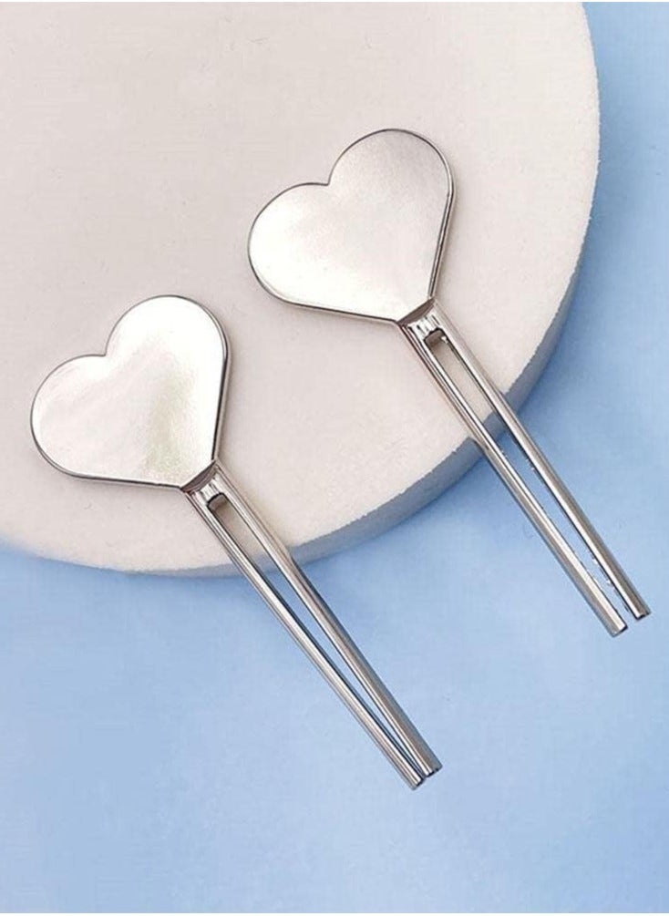 Generic 2 pcs Silver Metal Manual Toothpaste Squeezer Heart Stainless Steel Dispenser Tube Squeezer Hand Cream Tube Key Roller Set Bathroom Accessories Daily Living Tube Squeezing Aids  - Image 1