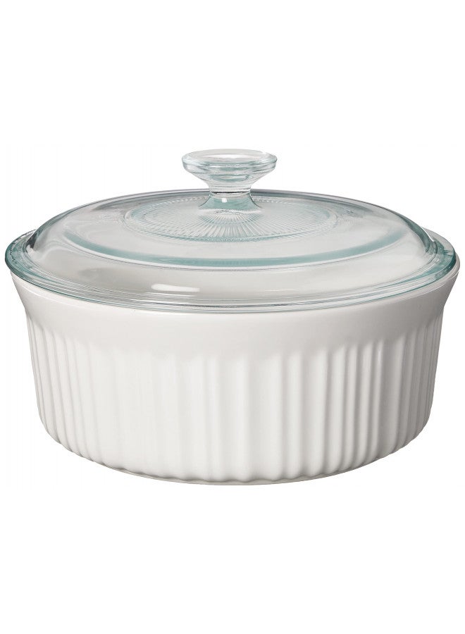 Corningware طقم أواني الخبز السيراميكية كورنينغ وير الفرنسية البيضاء 7 قطع مع أغطية، مقاومة للتشقق والرقائق، صينية خبز من الحجر، آمنة للاستخدام في الميكروويف، وغسالة الصحون، والفرن، والفريزر، والثلاجة - Image 4