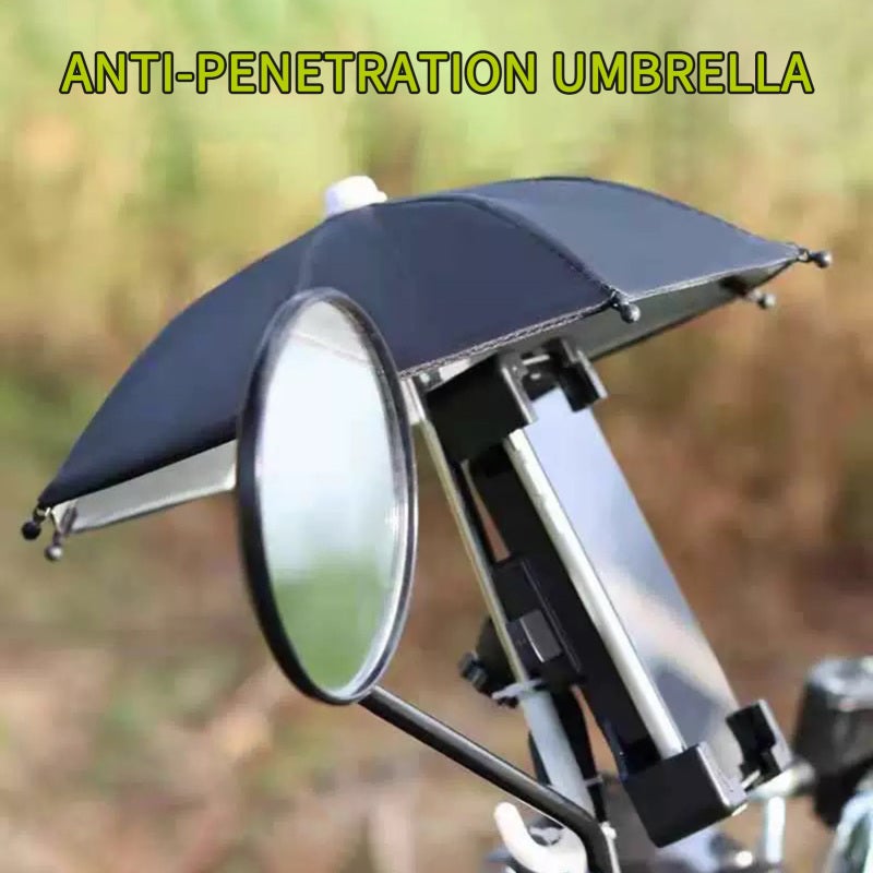 Phone Umbrella: Blue 8-Skeleton Design - UV Blocking Waterproof Phone Holder Sunshade Umbrella for Motorcycle Car Navigation Outdoor Use - Image 4