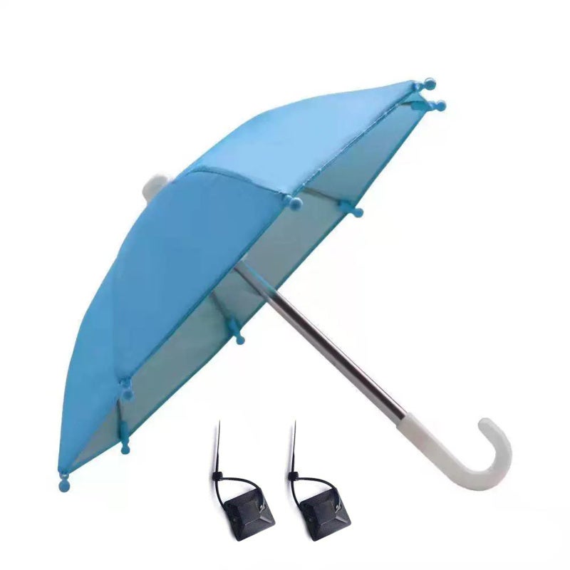 Phone Umbrella: Blue 8-Skeleton Design - UV Blocking Waterproof Phone Holder Sunshade Umbrella for Motorcycle Car Navigation Outdoor Use - Image 1