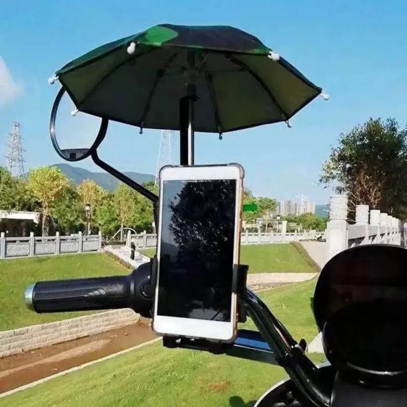 Phone Umbrella: Blue 8-Skeleton Design - UV Blocking Waterproof Phone Holder Sunshade Umbrella for Motorcycle Car Navigation Outdoor Use - Image 2