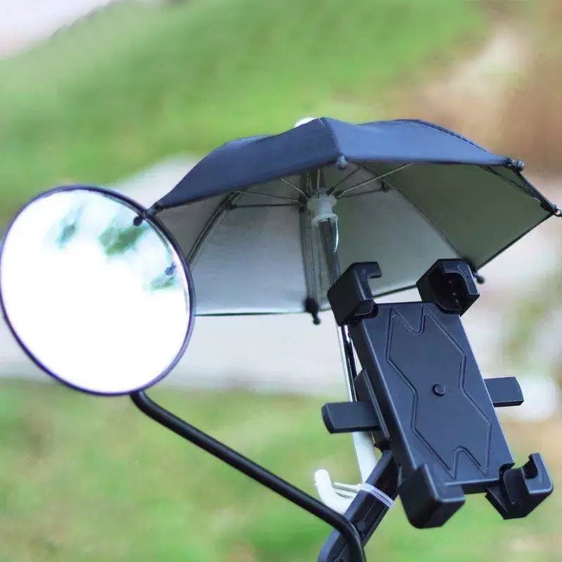Phone Umbrella: Blue 8-Skeleton Design - UV Blocking Waterproof Phone Holder Sunshade Umbrella for Motorcycle Car Navigation Outdoor Use - Image 3