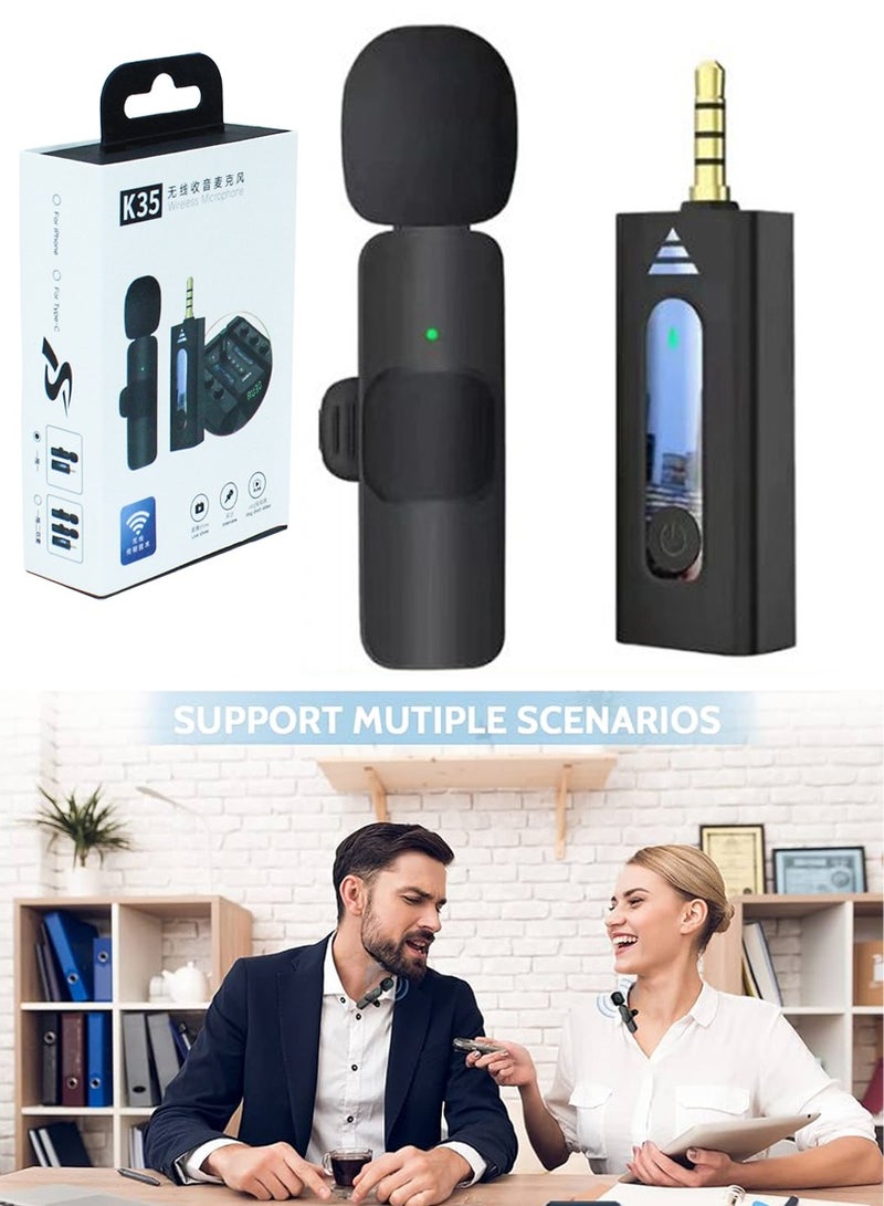 QUTOOB High Sensitivity Wireless Microphone Records Superior Quality Clear Sound in Any Environment, Just Plug and Play, Clip Mic On Cloths or Hold Mic In Hand, Recording Mic For Podcast, Vlogs, Live Stream  - Image 1