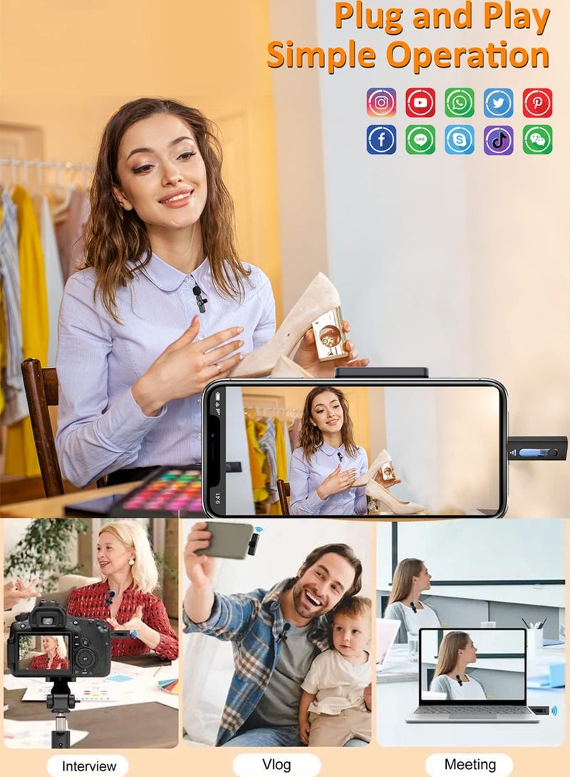 QUTOOB High Sensitivity Wireless Microphone Records Superior Quality Clear Sound in Any Environment, Just Plug and Play, Clip Mic On Cloths or Hold Mic In Hand, Recording Mic For Podcast, Vlogs, Live Stream  - Image 3