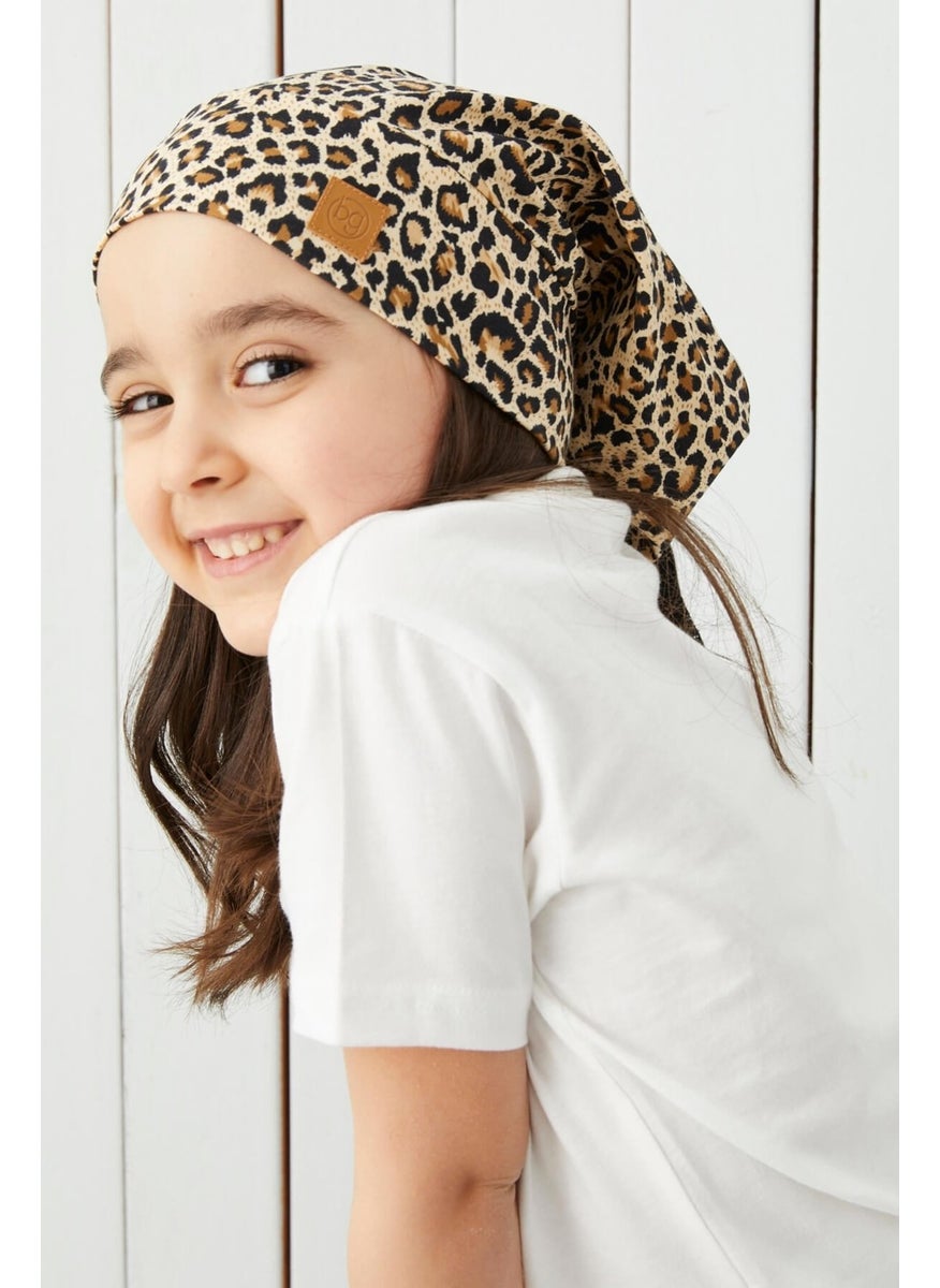 Babygiz Girl's Wonderful Leopard Yarn 4 Season Hat Beanie Buff Soft Combed Cotton  - Image 1