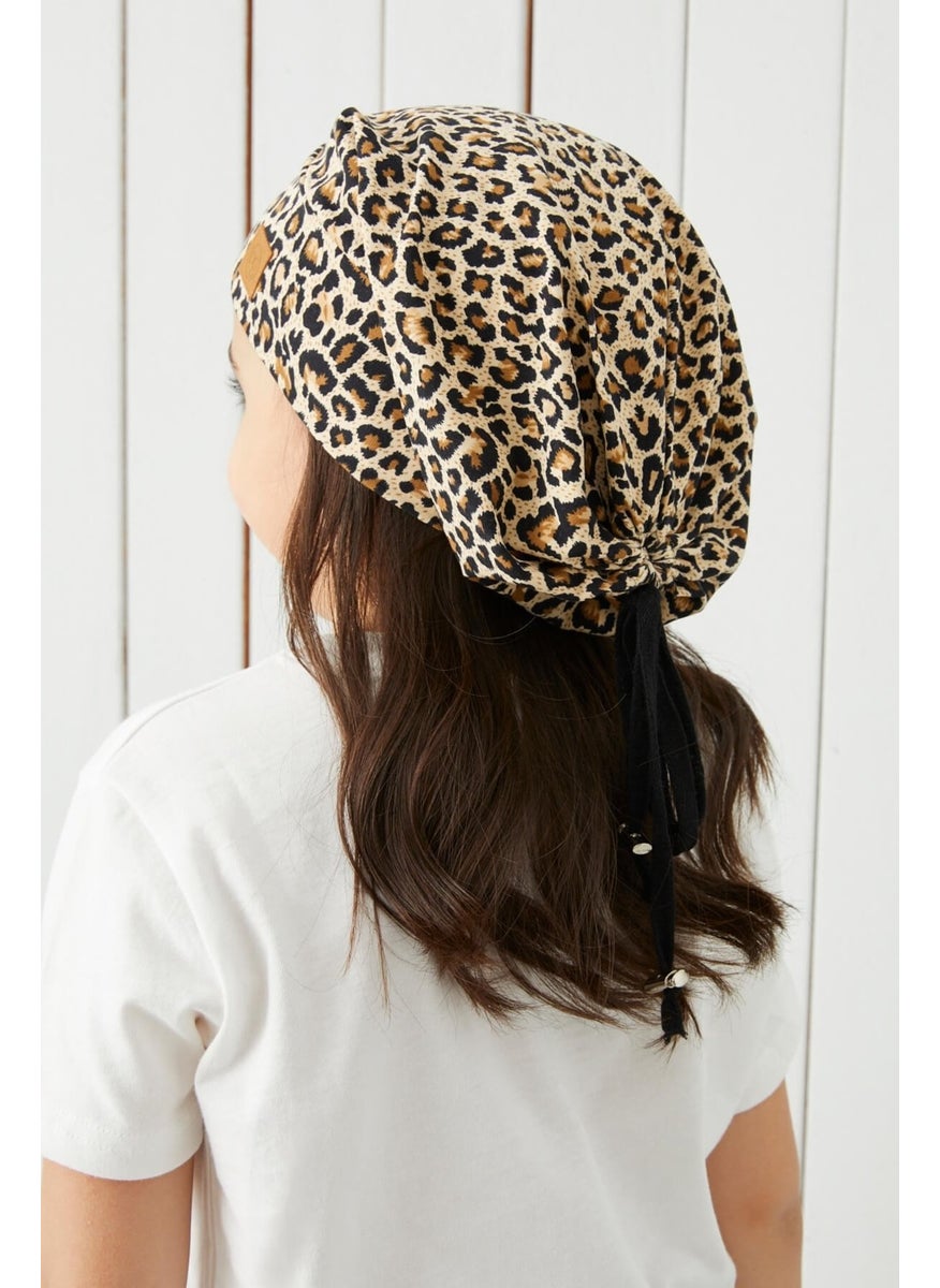 Babygiz Girl's Wonderful Leopard Yarn 4 Season Hat Beanie Buff Soft Combed Cotton  - Image 2