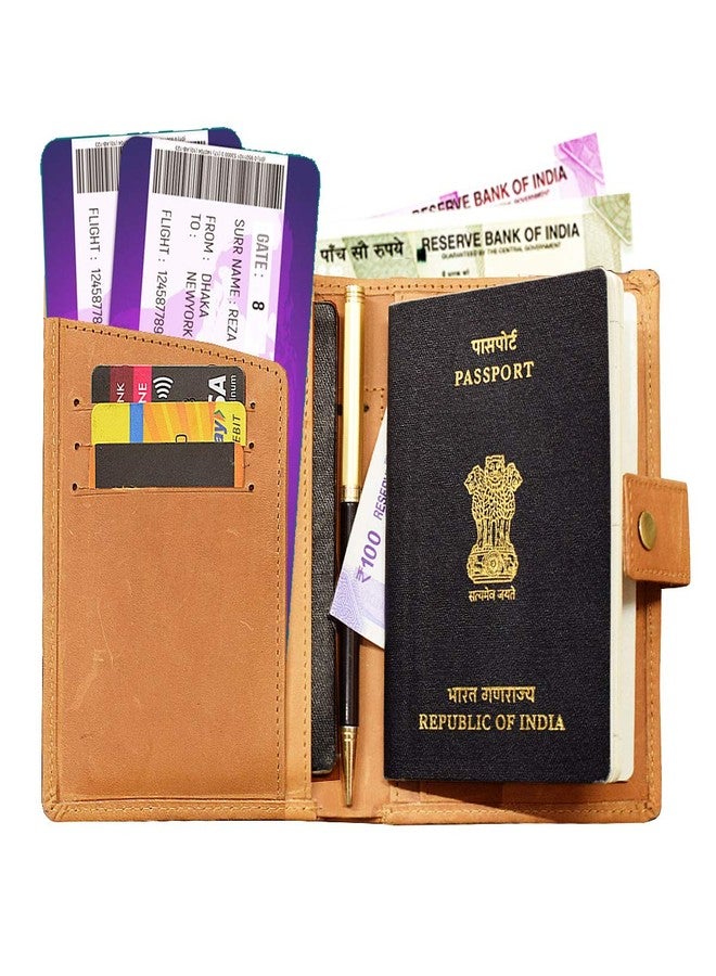 ABYS Genuine Leather Tan Women Wallet||Passport Cover||Coin Purse & Pouch||Passport Wallet||Card Holder||Passport Holder - Image 2