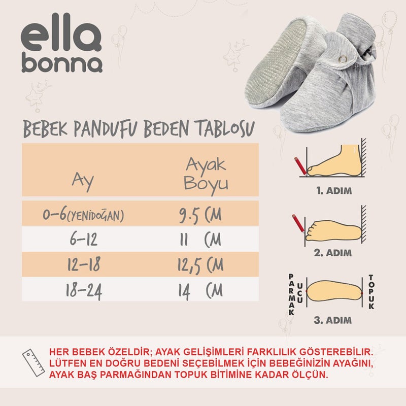 Ella Bonna Organic Cotton Baby Booties, Anti-Slip Sole, Cotton Newborn Slippers Home Nursery Shoes  - Image 2