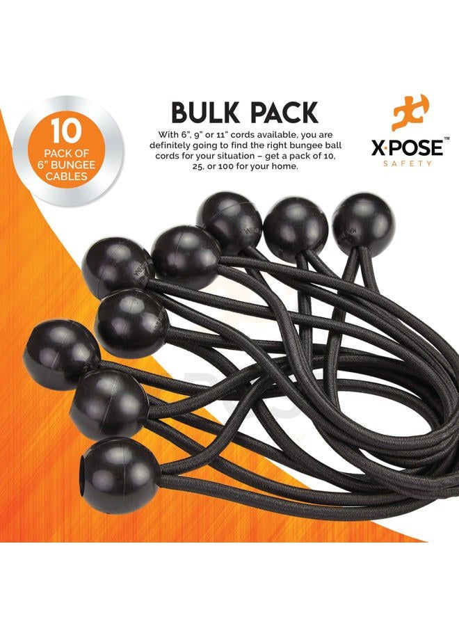 xpose safety Bungee Ball Cords 6" 10 Pack Heavy Duty Black Stretch Rope with Ball Ties for Canopies, Tarps, Walls, Cable Organization - Image 5