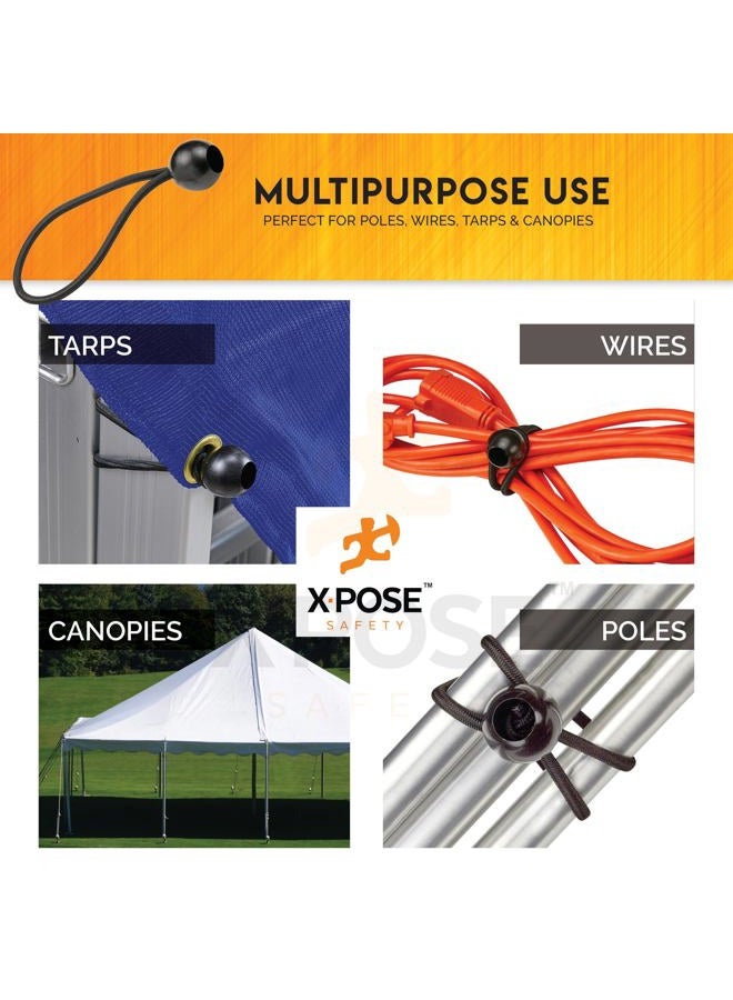 xpose safety Bungee Ball Cords 6" 10 Pack Heavy Duty Black Stretch Rope with Ball Ties for Canopies, Tarps, Walls, Cable Organization - Image 2