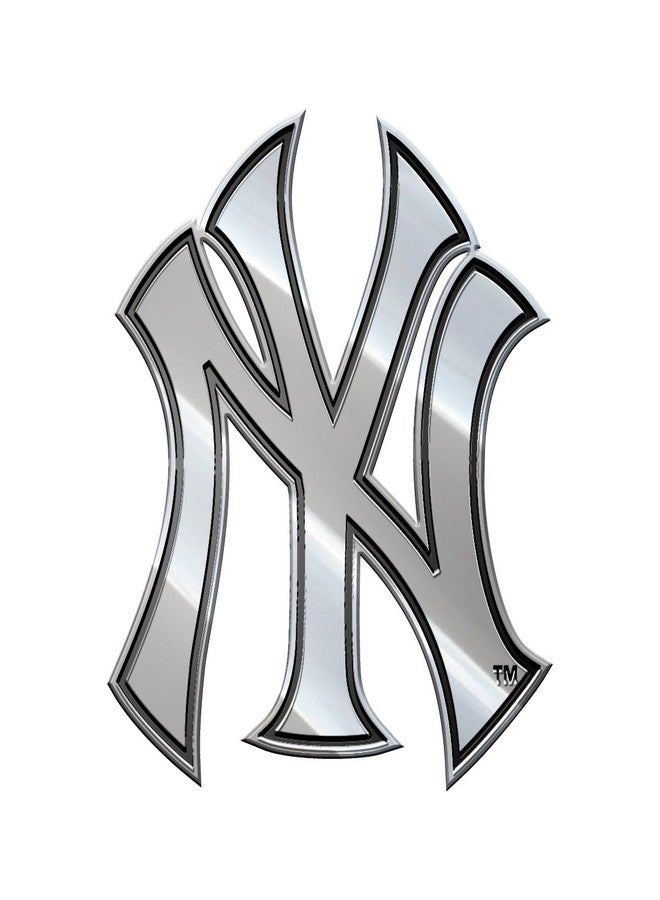 MLB New York Yankees Metal Emblem, 3", Silver