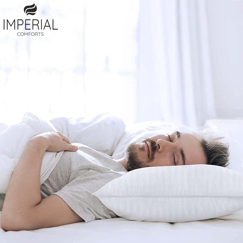 Imperial Comforts® Premium Luxury Hotel Quality Pillow for Sleeping  Cooling Down Alternative Stripe Cover for Side Back and Stomach Sleepers Queen Pack of 2 - Image 4
