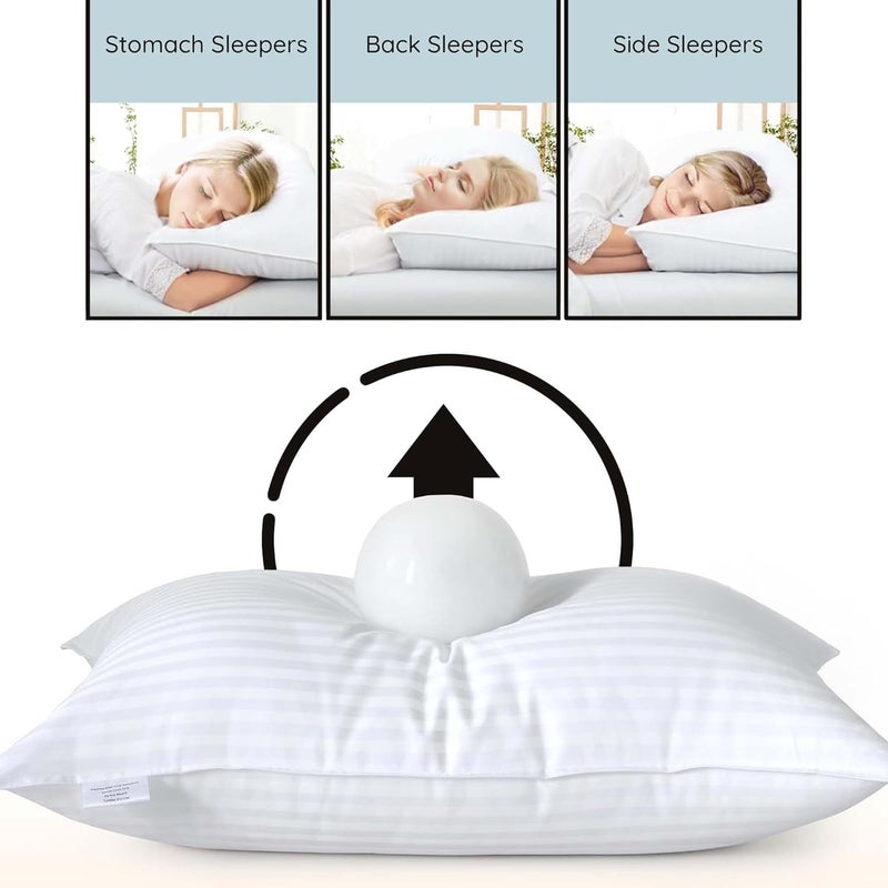 Imperial Comforts® Premium Luxury Hotel Quality Pillow for Sleeping  Cooling Down Alternative Stripe Cover for Side Back and Stomach Sleepers Queen Pack of 2 - Image 3