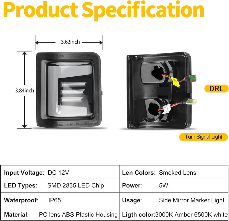 Jinfili Side Mirror Turn Signal Light LED Switchback for Ford F250 F350 F450 F550 (2008-2016) - Image 5