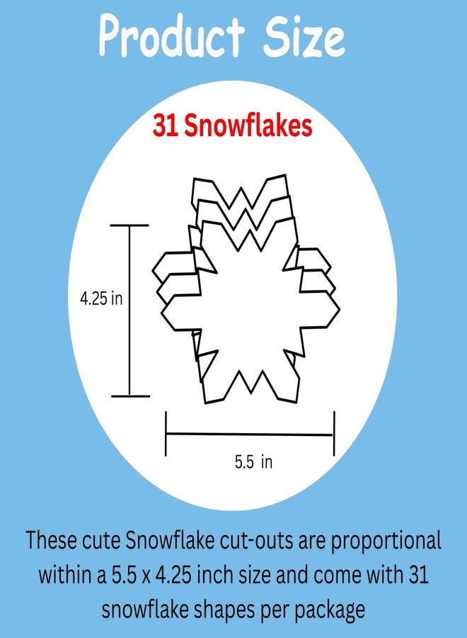 SHAPES ETC. 31-ct SNOWFLAKE 5.5'' Single-Color Winter Cutouts Christmas Name Tags Seasonal Winter Bulletin Board Tree Displays Classroom Decoration Teacher Student Homeschool Holiday Decor Made in USA - Image 2