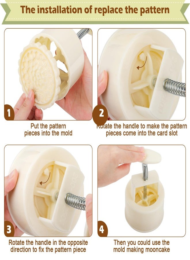 Luxiv Moon Cake Mould, Luxiv 12 PCS Pattern Hand-Pressure Mooncake Molds for Mid-Autumn DIY Pastry Tool 2 Sets with 6pcs Round Flower Mooncake Mode and 6 Pcs Square Pattern Mooncake Mould (White, 200g) - Image 4