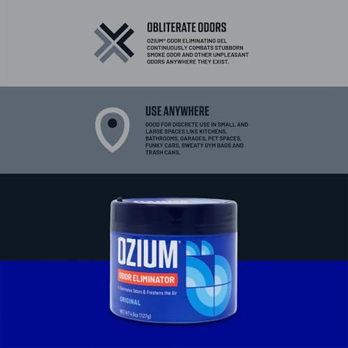 Ozium 4.5 Ounce 4 Pack Odor Eliminating Gel for Homes, Cars, Offices and More, Carbon Black - Image 3