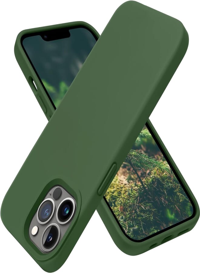 Next store Compatible with iPhone 13 Pro Max Case, Liquid Silicone Case, Full Body Protective Cover, Shockproof, Slim Phone Case, Anti-Scratch Soft Microfiber Lining (Olive)