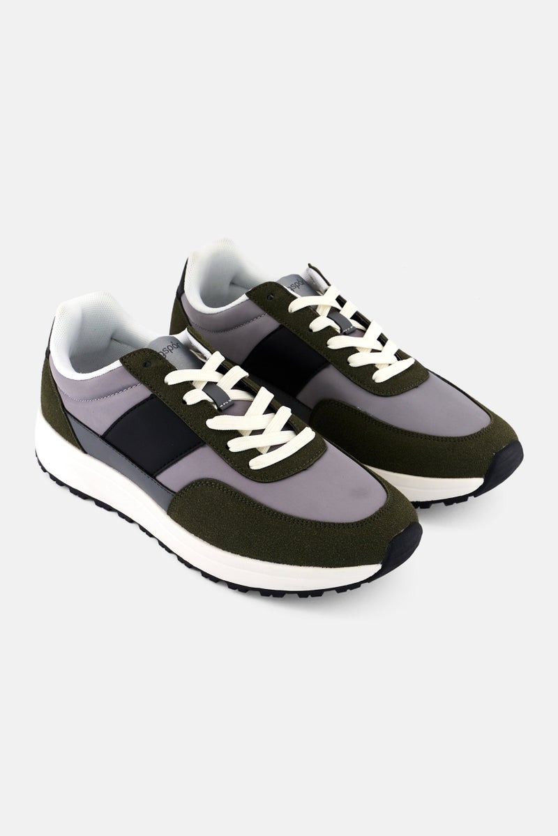 Algspar Men Brand Logo Lace Up Outdoor Shoes, Multicolor - Image 1