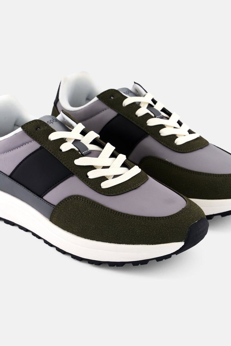 Algspar Men Brand Logo Lace Up Outdoor Shoes, Multicolor - Image 3