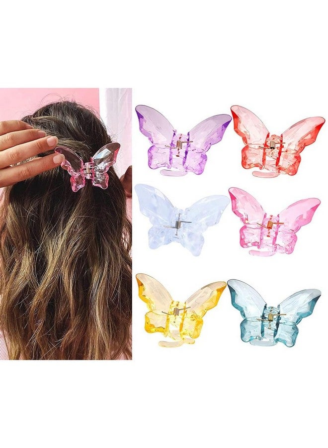 DN Creation Set of 5 Crystel Color Butterfly Non-Slip Fashion Hair Clips, Strong Hold Thin & Thick Hair Styling Accessories Hair Clucther - Assorted Color - Image 1