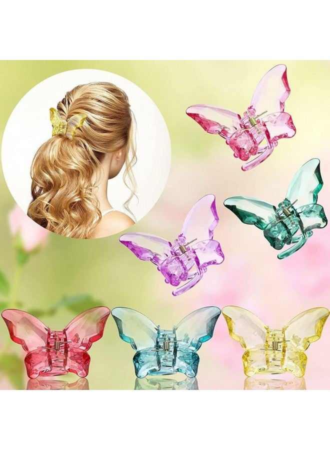 DN Creation Set of 5 Crystel Color Butterfly Non-Slip Fashion Hair Clips, Strong Hold Thin & Thick Hair Styling Accessories Hair Clucther - Assorted Color - Image 2