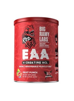BIG RAMY LABS Red Rex EAA + Creatine HCL,Endurance,s Muscle Production, Fruit Punch, 30 