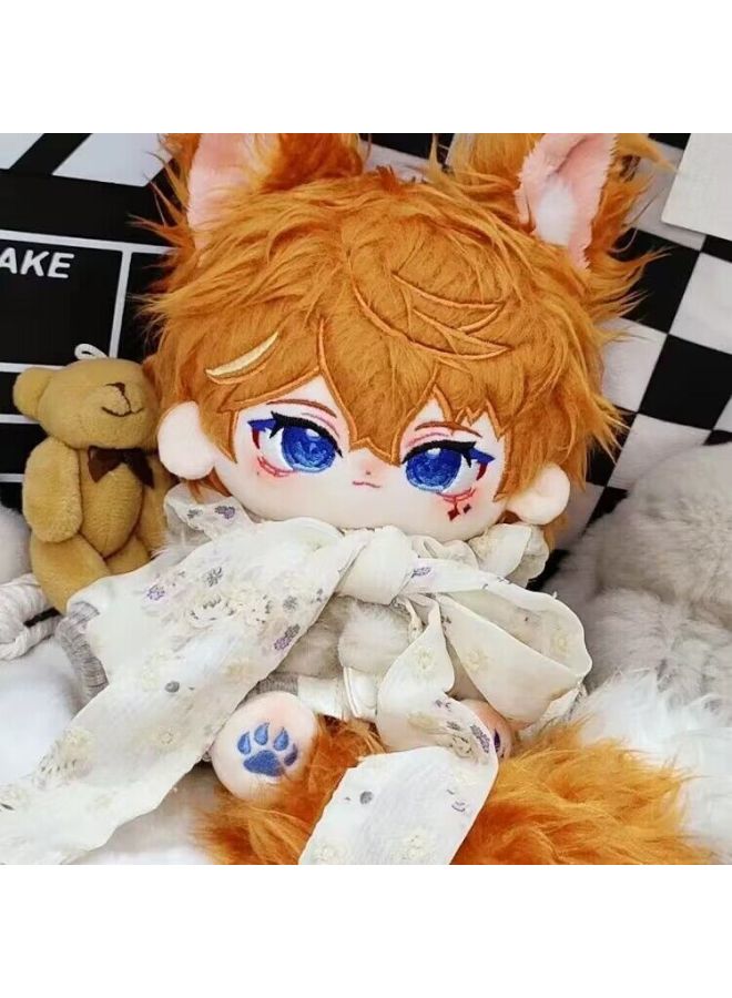 Fox Meet 20cm Cotton Doll Original God Darya Attribute Boy Plush Doll Dress-up Doll Girl Gift-Specifications:20cm Without Skeleton-Color:Fox Encounter Nude Baby + Ear Tail + Sweet Hooded Sweater - Image 3