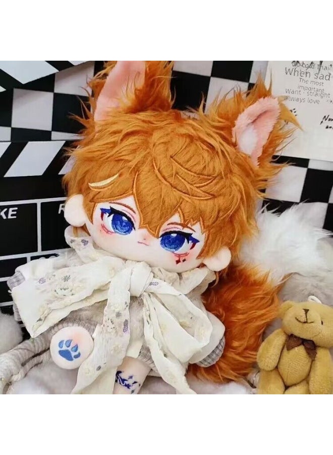 Fox Meet 20cm Cotton Doll Original God Darya Attribute Boy Plush Doll Dress-up Doll Girl Gift-Specifications:20cm Without Skeleton-Color:Fox Encounter Nude Baby + Ear Tail + Sweet Hooded Sweater - Image 4