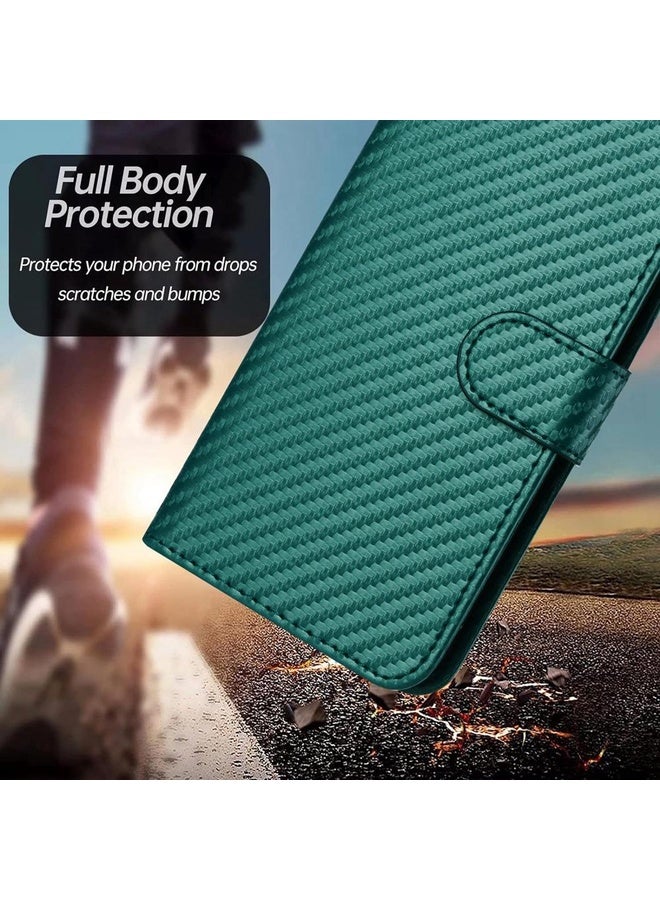 Case Cover For Samsung Galaxy Xcover6 Pro YX0070 Carbon Fiber Buckle Leather Phone Case with Lanyard(Dark Green)
