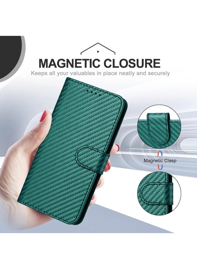 Case Cover For Samsung Galaxy Xcover6 Pro YX0070 Carbon Fiber Buckle Leather Phone Case with Lanyard(Dark Green)