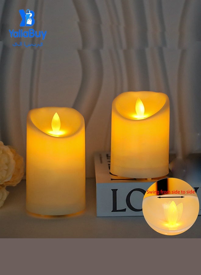 YallaBuy 3 PCS Flameless LED Candles - Battery Operated Pillar Candles with Safe Flameless Design, Ivory Wax Realistic Design with Flickering Effect for Home, Holiday, and Wedding Decoration - Image 3
