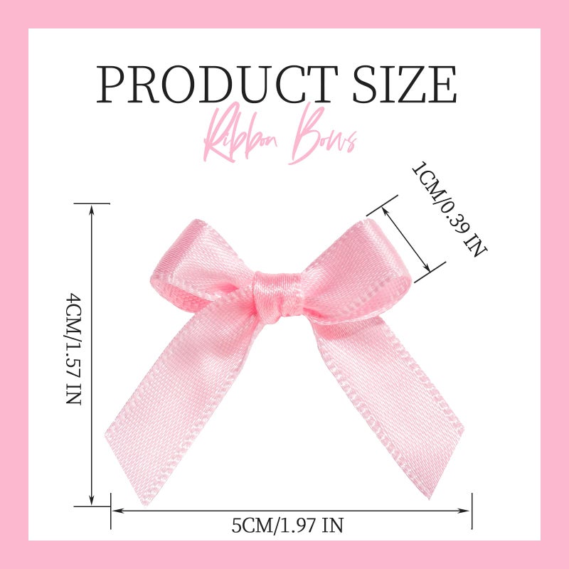 YGDZ Mini Pink Bows - 50 PCS, Satin Fabric Ribbons for Crafts, Tiny Bows for Wedding Party Favors, Gift Box Decorations - Image 3