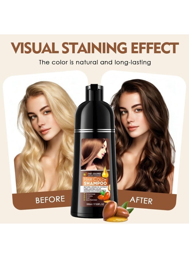 SADOER Brown Hair Dye Shampoo 3 in 1, 500ml Hair Colour Brown Hair Dye Shampoo for Men and Women, Hair Color Shampoo Against Grey Hair, Instant Hair Dye Shampoo, Chestnut Brown - Image 4