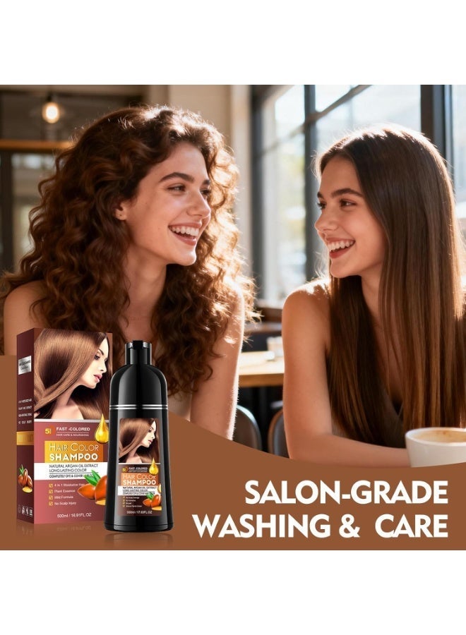 SADOER Brown Hair Dye Shampoo 3 in 1, 500ml Hair Colour Brown Hair Dye Shampoo for Men and Women, Hair Color Shampoo Against Grey Hair, Instant Hair Dye Shampoo, Chestnut Brown - Image 5