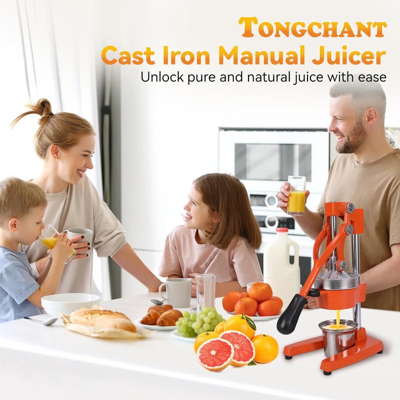 TONGCHANT TONGCHANT Cast Iron Orange Juice Squeezer of 15Inch Tall and 5Inch Diameter FunnelSturdy Heavy Duty Manual Juicer Lemon Press SqueezerEasytoClean Stainless Steel Juicer Hand PressOrange  - Image 2