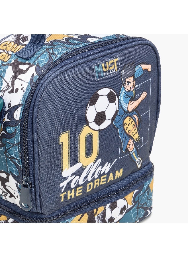 Must Lunch Bag-Football-2 Cmprt-7L-Age 5-8 (Polyester) Blue \ 24X12X20 - Image 4