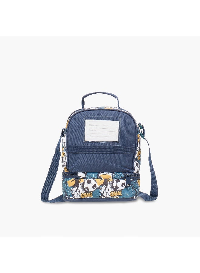 Must Lunch Bag-Football-2 Cmprt-7L-Age 5-8 (Polyester) Blue \ 24X12X20 - Image 3