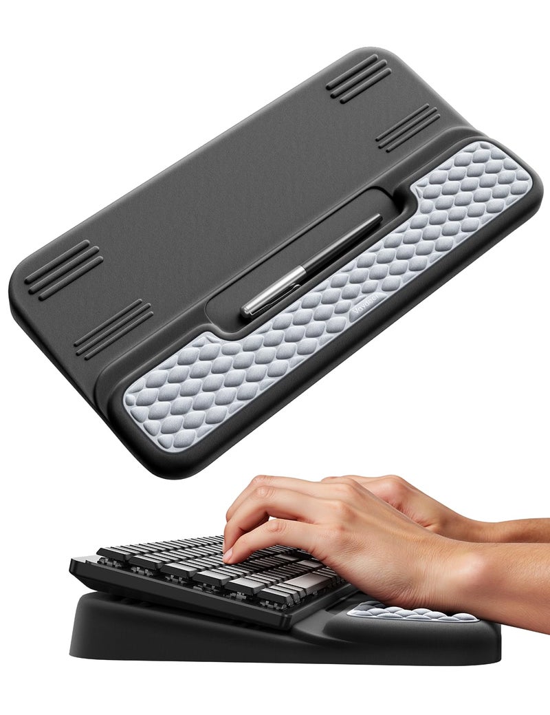 Vaydeer Wrist Rest with Keyboard Stand, Computer Wrist Support Pad, Ergonomic Keyboard Riser Holder Lift Tray with Wrist Pad, Soft Memory Foam Desk Cushion, Palm Arm Hand Typing for Office Home Gift - Image 1