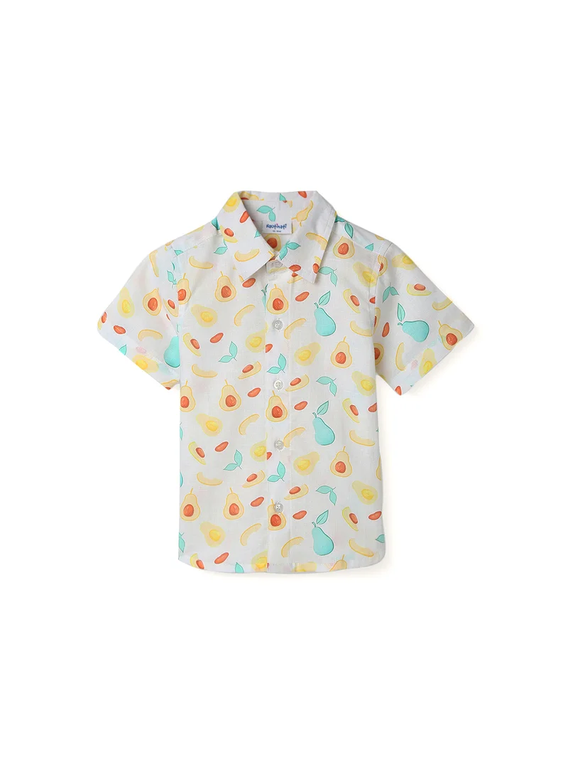 نوتيناتي Nautinati Boys’ All-over Avocado Print Shirt |Cotton | Age 3 - 24 Months
