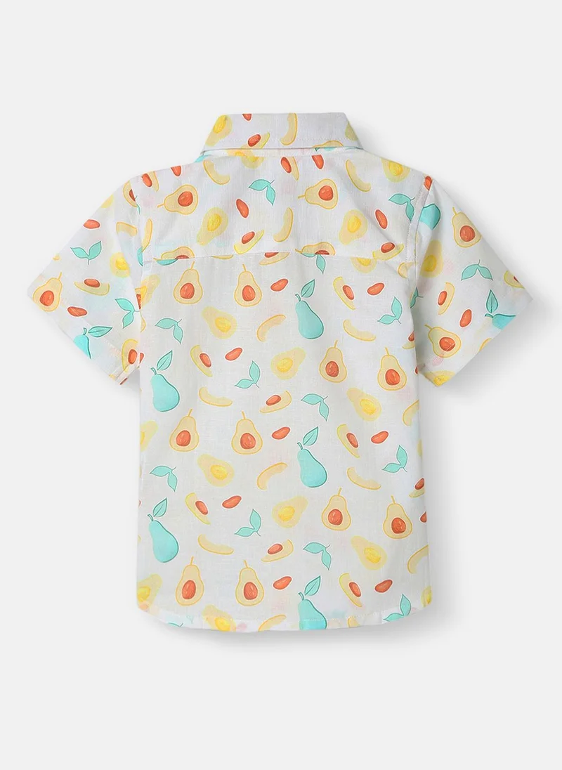 نوتيناتي Nautinati Boys’ All-over Avocado Print Shirt |Cotton | Age 3 - 24 Months