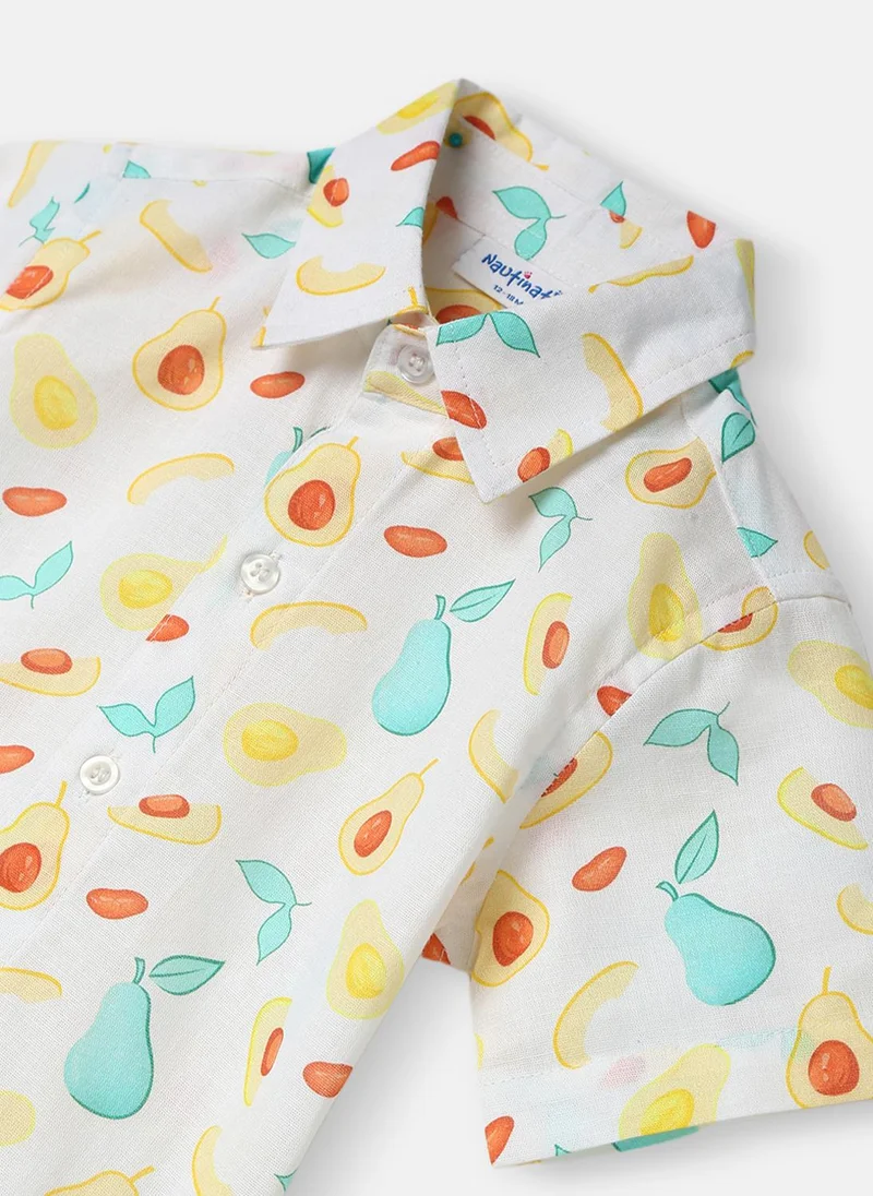 نوتيناتي Nautinati Boys’ All-over Avocado Print Shirt |Cotton | Age 3 - 24 Months